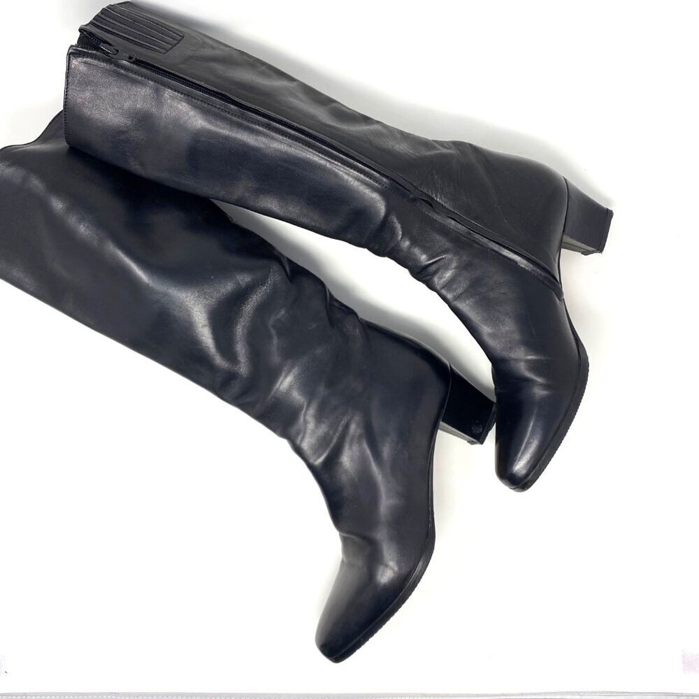 Bally Black Leather Knee-High Heeled Boots